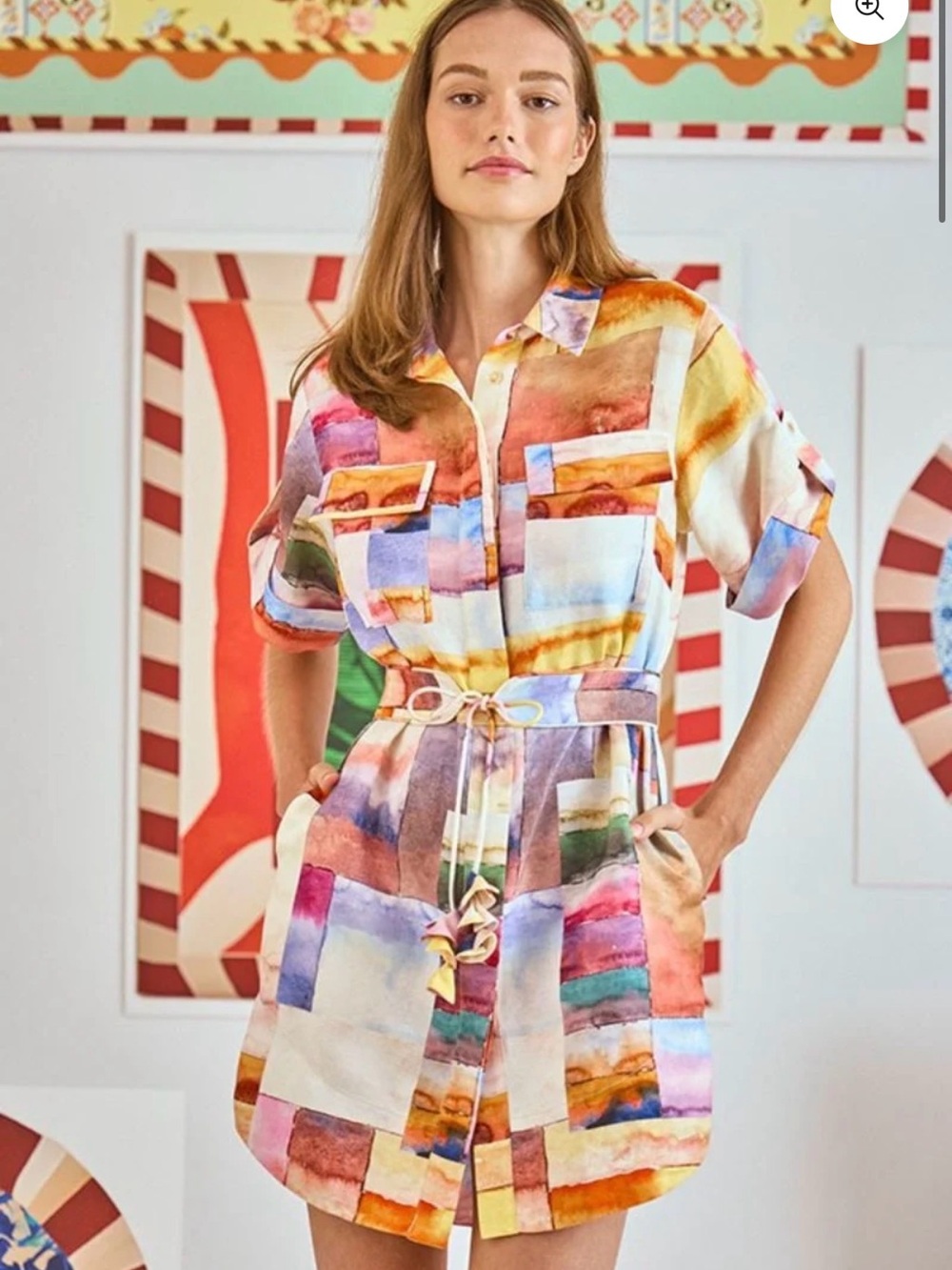 Hunter Bell Nicole Dress in Watercolor Mosaic